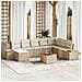 Set di divani da giardino 9 pezzi con cuscini Beige Polirattan Acacia - Foto miniatura 2