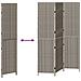 Divisore per Stanze 3 Pannelli Pieghevoli Grigio 147x180 cm Poly Rattan - Foto miniatura 9
