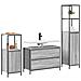 Set di mobili per il bagno con lo scaffale 3 pcs Grigio sonoma - Foto miniatura 3