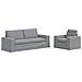 Divano 2 pcs Grigio chiaro 182 x 80 x 82 cm Tessuto - Foto miniatura 1