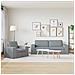 Divano 2 pcs Grigio chiaro 182 x 80 x 82 cm Tessuto - Foto miniatura 3