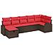 Set di divani con cuscino Marrone e Rosso polyrattan - Foto miniatura 1