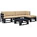 Set Divani a Pallet e Cuscini 4 pz in Pino Impregnato Nero - Foto miniatura 1