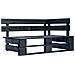 Set Divani a Pallet e Cuscini 4 pz in Pino Impregnato Nero - Foto miniatura 2