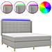 Letto A Molle Materasso E Led Grigio Chiaro 160x200 Cm Tessuto - Foto miniatura 2