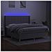 Letto A Molle Materasso E Led Grigio Chiaro 160x200 Cm Tessuto - Foto miniatura 3