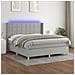Letto A Molle Materasso E Led Grigio Chiaro 160x200 Cm Tessuto - Foto miniatura 1