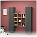 Credenza Fausto, Set Da Soggiorno A 2 Ante E Ripiani, Buffet Da Soggiorno, Madia Da Cucina, 100% Made In Italy, Cm 170x30h180, Antracite E Acero - Foto miniatura 3