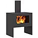 Braciere con Camino Nero 60x40x96 cm Acciaio - Foto miniatura 3