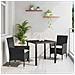 Set da Pranzo per Giardino con cuscino 3 pcs Nero Poly Rattan - Foto miniatura 2
