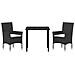 Set da Pranzo per Giardino con cuscino 3 pcs Nero Poly Rattan - Foto miniatura 7