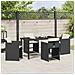 Set da Pranzo per Giardino 5 pcs Nero polyrattan - Foto miniatura 4