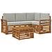 Set di divani da esterno 5 pcs Grigio Naturale e Chiaro - Foto miniatura 1
