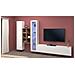 Parete Attrezzata Eugenio, Set Salotto Porta Tv A 3 Ante, Mobile Soggiorno Multiuso Con Vetrina E Luce Led, 100% Made In Italy, Cm 320x30h180, Bianco Lucido - Foto miniatura 1