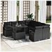 Set di divani da giardino  9 pezzi con cuscini in poly rattan nero, Divano da giardino 2 posti  con stoccaggio e cuscini in poly rattan nero - Foto miniatura 2