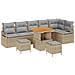 Set di Divani da Giardino 9 Pezzi con Cuscini Beige Polirattan Acacia, Divano da Giardino 2 Posti con Cuscini Beige Polirattan, Set da Pranzo da Giardino 3 Pezzi con Cuscini Beige Polirattan Acacia - Foto miniatura 1