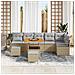 Set di Divani da Giardino 9 Pezzi con Cuscini Beige Polirattan Acacia, Divano da Giardino 2 Posti con Cuscini Beige Polirattan, Set da Pranzo da Giardino 3 Pezzi con Cuscini Beige Polirattan Acacia - Foto miniatura 3