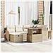 Set Divano da Giardino 7 Pezzi con Cuscini Beige Polirattan, Divano da Giardino 2 Posti con Cuscini Beige Polirattan - Foto miniatura 2