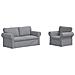 Divano 2 pcs Grigio chiaro 175 x 82 x 80 cm Tessuto - Foto miniatura 1