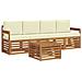 Set divani 5 pcs Naturale e Crema Legno di Acacia Massello - Foto miniatura 1