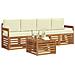 Set divani 5 pcs Naturale e Crema Legno di Acacia Massello - Foto miniatura 3