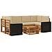 Set di divani da esterno con cuscino 7 pcs Naturale e Beige - Foto miniatura 1