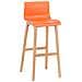 Sgabello Design Hoover in Polipropilene E Legno Naturale I Sgabello Alto Bancone, Alt. 77CM I Sedia Cucina per Penisola con Schienale Arancione - Foto miniatura 1