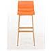 Sgabello Design Hoover in Polipropilene E Legno Naturale I Sgabello Alto Bancone, Alt. 77CM I Sedia Cucina per Penisola con Schienale Arancione - Foto miniatura 2
