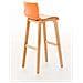 Sgabello Design Hoover in Polipropilene E Legno Naturale I Sgabello Alto Bancone, Alt. 77CM I Sedia Cucina per Penisola con Schienale Arancione - Foto miniatura 4
