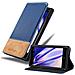 Custodia Compatibile Con Nokia Lumia 830 In Blu Scuro Marrone - Coperchio Protettiva Con Chiusura Magnetica, Funzione Stand E Tasca Per Le Carte - Foto miniatura 1
