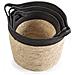 Set Di 3 Cestini Otilia In Fibra Naturale E Carta, Nero /beige Con Manici - Foto miniatura 2