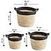Set Di 3 Cestini Otilia In Fibra Naturale E Carta, Nero /beige Con Manici - Foto miniatura 5