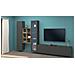 Parete Attrezzata Eugenio, Set Salotto Porta Tv A 3 Ante, Mobile Soggiorno Multiuso Con Vetrina E Luce Led, 100% Made In Italy, Cm 320x30h180, Antracite - Foto miniatura 1