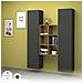 Credenza Franco, Set Da Soggiorno A 2 Ante E Ripiani, Buffet Da Soggiorno, Madia Da Cucina, 100% Made In Italy, Cm 140x30h180, Antracite E Acero - Foto miniatura 3