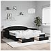 Divano Letto Estraibile Con Cassetti Nero 100x200 Cm In Velluto - Foto miniatura 1