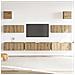 Set Mobile Tv 7 Pz Montato A Parete Rovere In Legno Multistrato - Foto miniatura 3