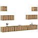 Set Mobile Tv 7 Pz Montato A Parete Rovere In Legno Multistrato - Foto miniatura 1