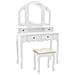 Tavolo Da Trucco E Sgabello Bianco 100x40x146cm Legno Paulownia - Foto miniatura 2