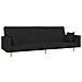 Divano Letto a 2 Posti con 2 Cuscini Nero in Tessuto - Foto miniatura 1