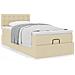 Struttura Letto Pouf con Materasso Crema 90x190 cm in Tessuto - Foto miniatura 4