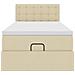 Struttura Letto Pouf con Materasso Crema 90x190 cm in Tessuto - Foto miniatura 7