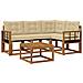 Set di divani da esterno con cuscino 5 pcs Naturale e Beige - Foto miniatura 1