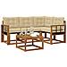 Set di divani da esterno con cuscino 5 pcs Naturale e Beige - Foto miniatura 3