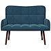 Sofa a Due Posti Blu 115 x 61 x 87 cm Velluto - Foto miniatura 4