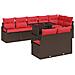 Set Divano da Giardino 9 pcs Marrone e Rosso polyrattan - Foto miniatura 1