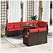 Set Divano da Giardino 9 pcs Marrone e Rosso polyrattan - Foto miniatura 2