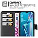 Custodia Compatibile Con Oppo A12 In Nero Carbone - Coperchio Protettiva Con Chiusura Magnetica, Funzione Stand E Tasca Per Le Carte - Foto miniatura 3