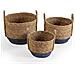 Set Di 3 Cestini Iria In Fibra Naturale Con Manici, Blu /naturale - Foto miniatura 1