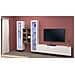 Parete Attrezzata Eros, Set Salotto Porta Tv A 3 Ante, Mobile Soggiorno Multiuso Con Vetrina E Luce Led, 100% Made In Italy, Cm 320x30h180, Bianco Lucido - Foto miniatura 1