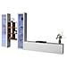 Parete Attrezzata Eros, Set Salotto Porta Tv A 3 Ante, Mobile Soggiorno Multiuso Con Vetrina E Luce Led, 100% Made In Italy, Cm 320x30h180, Bianco Lucido - Foto miniatura 2